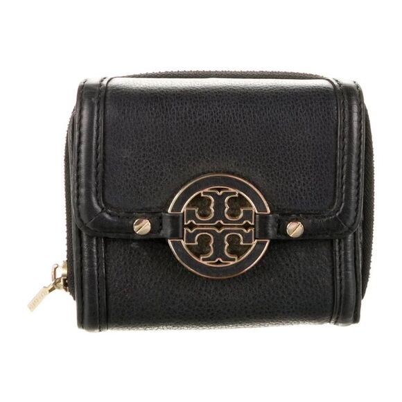 Tory Burch Amanda Trifold Compact Wallet with Zip-around Pouch Black - Picture 1 of 14